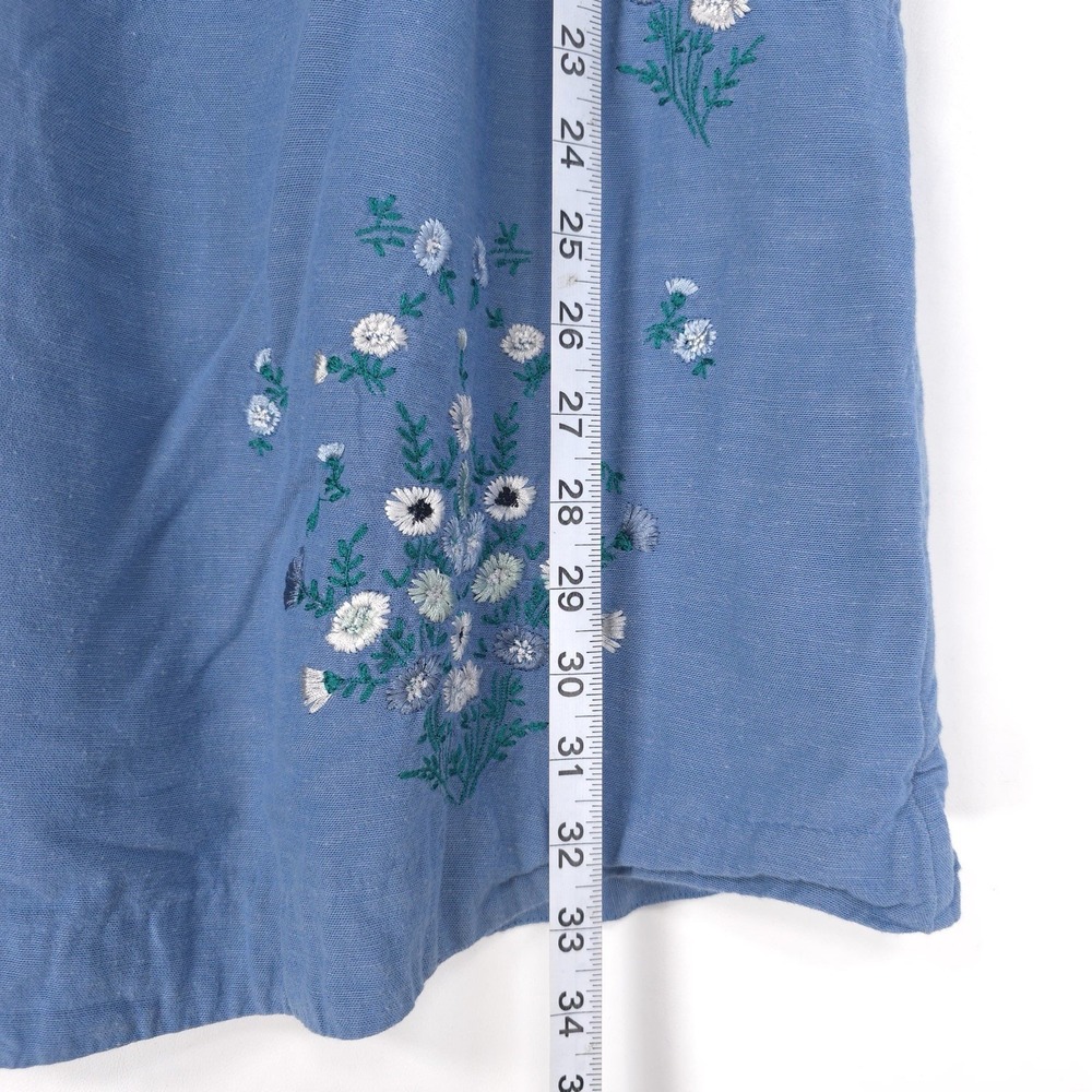 FREE PEOPLE Women's Top Wildflower Mini Dress XL Embroidered LINEN Blend Floral - Picture 5 of 13